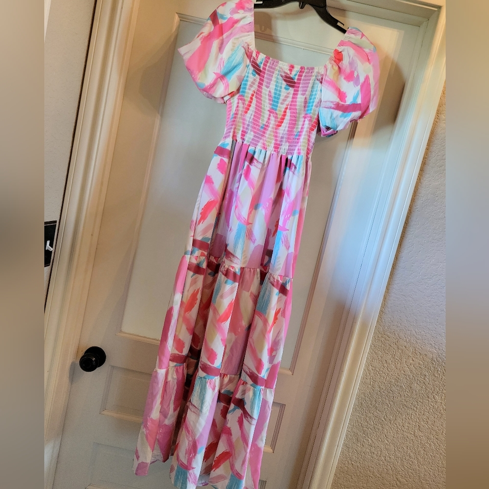 Smocked midi dress